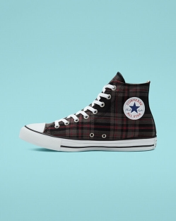 Converse Plaid Chuck Taylor All Star Férfi Magasszárú Fekete/Fehér/Barna | HLTOJCR-HU